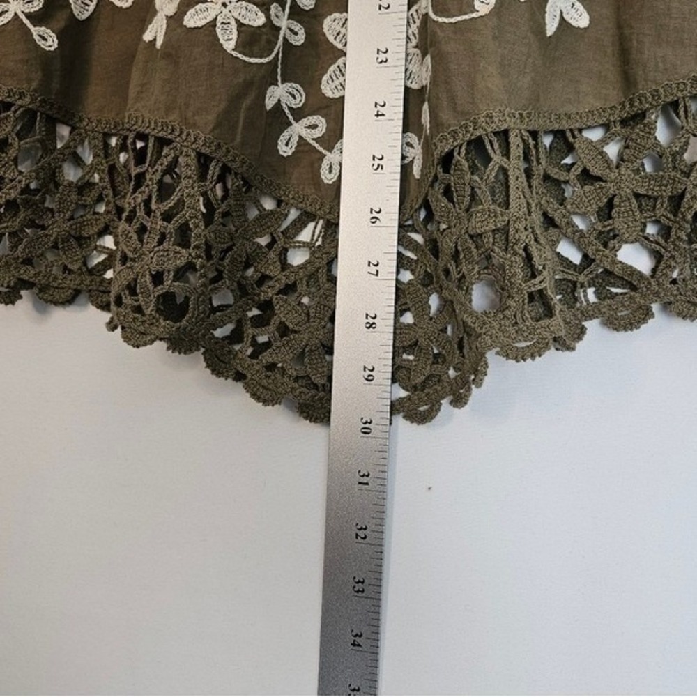 Oliver O. Peasant Top Boho Crochet Embroidered Short Sleeve Blouse Size Medium - Picture 11 of 12